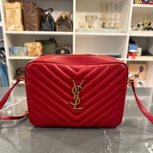YSL Calfskin Leather Lou Bag Red